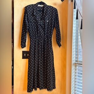 Chaus Black and Orange Patterned Long Sleeve Dress